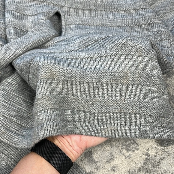 New Kate Spade Texture Stripe Belted Ruana Cape Cardigan One Size Wool Gray - Picture 9 of 10